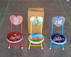 Heart Shape Kids Chair Cartoon Printed Foldable Kids / Children Folding Chair for Playrooms, Schools, Daycares, and Home. Metal and Fibre Body Picnic Beach Camping Chair (1 Pc) - dailyneed.life