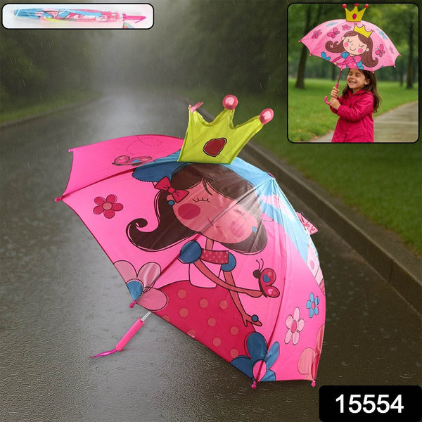 3D Kids Umbrella with Cartoon Print – Cute Waterproof Rain Umbrella (1 Pc) - dailyneed.life
