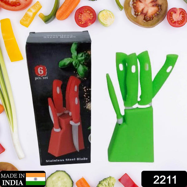 Stainless Steel Knife & Peeler Set with Stand - 6 Pcs - dailyneed.life
