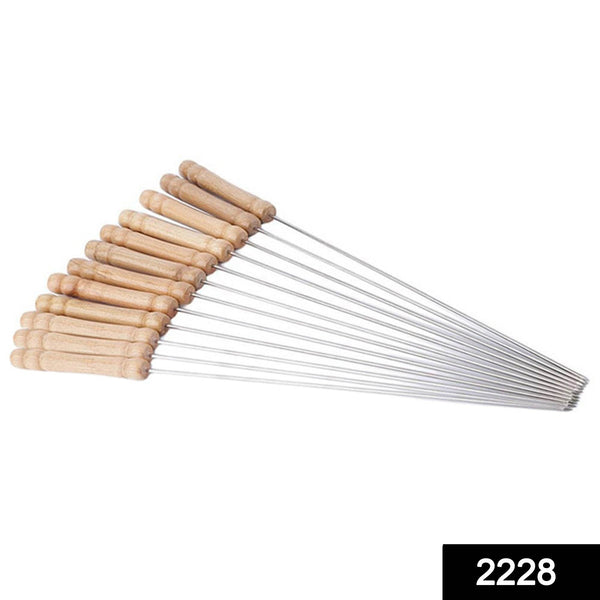 Barbecue Skewers for BBQ Tandoor and Gril with Wooden Handle - Pack of 12 - dailyneed.life