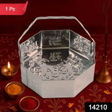 Traditional Stainless Steel Octagon Pooja Basket 1 Pc with Handle - dailyneed.life