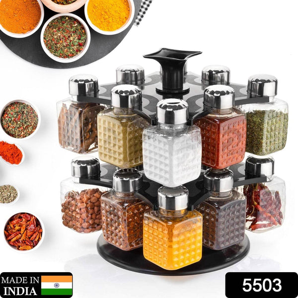 All New Square 16 Bottle Design 360 Degree Revolving Spice Rack Container Condiment, Pieces Set, Square Small Container - dailyneed.life