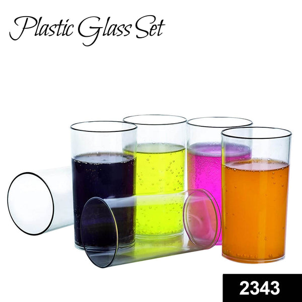 Heavy unbreakable Stylish Plastic Clear look fully Transparent Glasses Set 330ml (6pcs) - dailyneed.life