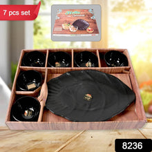 Hello Sweet Round Ceramic Snacks Bowl With Plastic Leaf shape Serving platter Portable, Lightweight Breakfast, Serving Bowl | Ideal for Rice, Pasta, Desserts Home & Kitchen Serving Bowl & platter (7 Pcs set) - dailyneed.life