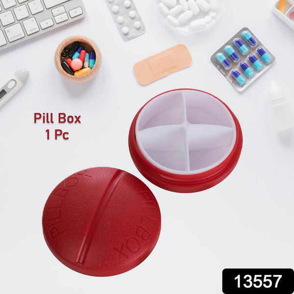 Portable Round Shape 4 Compartments Pill Box (1 Pc) - dailyneed.life