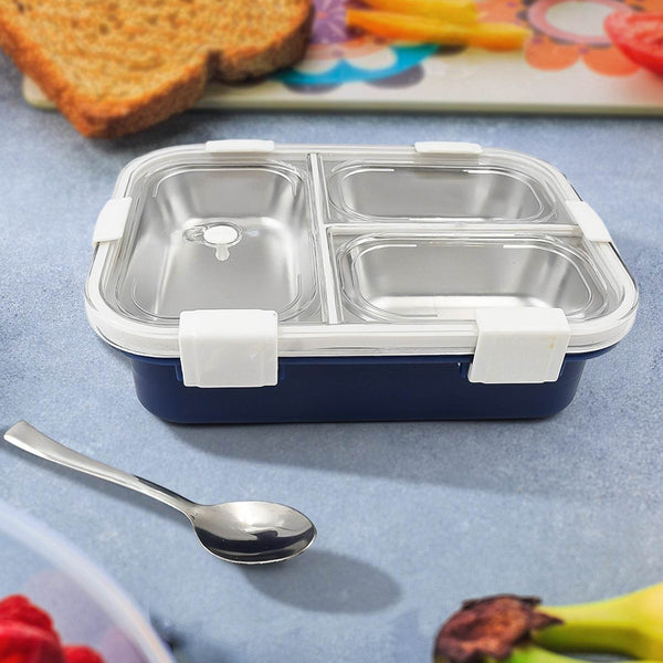 3 Compartment Transparent Stainless Steel Lunch Box for Kids, Tiffin Box, Lunch Box, Lunch Box for Kids, Insulated Lunch Box, Lunch Box for Office Women and Men, Stainless Steel Tiffin Box for Boys, Girls, School Office (Multi Color) - dailyneed.life