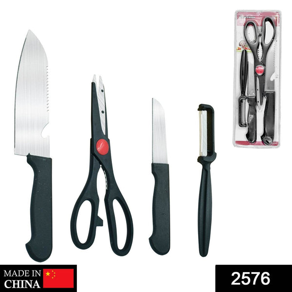 Stainless Kitchen Tool Set (Butcher Knife, Standard Knife, Peeler and Kitchen Scissor) - 4 Pcs - dailyneed.life