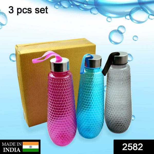 Plastic Fridge Water Bottle Set With Steel Finish Cap (3 Pieces 1 litre) - dailyneed.life
