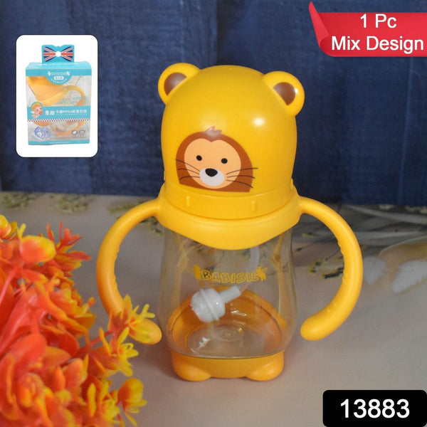 Baby Feeding Bottle with Handles & Straw (Mix Design, Size & Color / 1 Pc) - dailyneed.life