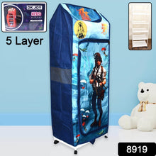Multi Purpose Foldable Baby Wardrobe / Toy Box 5 Shelves Cartoon Printed - dailyneed.life