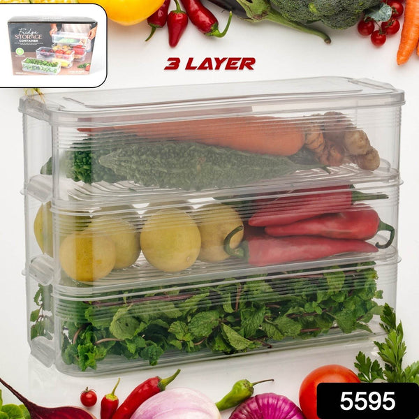 3 Fridge Storage Container, Fridge Organizer with Lid Stackable Fridge Storage Containers Plastic Freezer Storage Containers for Fish, Meat, Vegetables, Fruits, Pack of 3pcs, 1500ML Approx - dailyneed.life