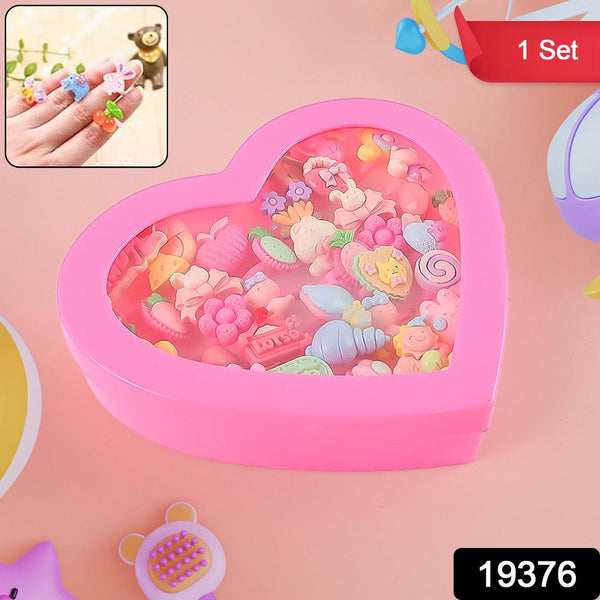 Adorable Playful Decorative Rings For Children In Heart Shaped Storage Box (35 Pcs Aprpox - dailyneed.life