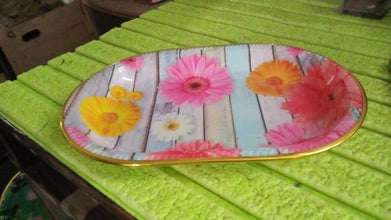 Medium Plastic Flower Printed Design Serving Tray (1 Pc / 31 x 21 CM / Mix Color) - dailyneed.life