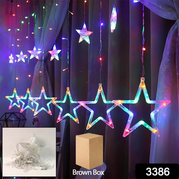 12 Stars LED Curtain String Lights with 8 Flashing Modes for Home Decoration, Diwali & Wedding LED Christmas Light Indoor and Outdoor Light ,Festival Decoration (Multicolor / With Box) - dailyneed.life