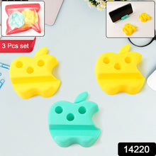 Multi-Functional Apple-Shaped Plastic Mobile Stand with Pen Holder (3 Pc / Mix Color) - dailyneed.life