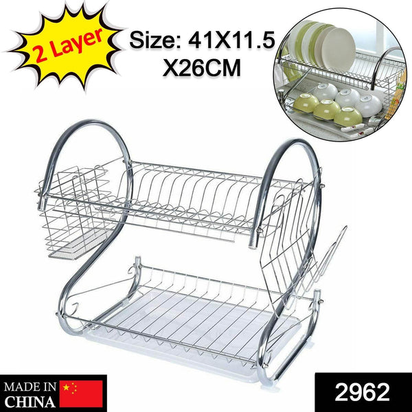 Stainless Steel 2 Layer Kitchen Dish Rack / Plate Cutlery Stand - dailyneed.life