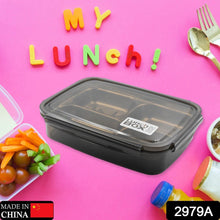 Black Transparent 4 Compartment Lunch Box for Kids and adults, Stainless Steel Lunch Box with 4 Compartments For Office, Travel, School, Home - dailyneed.life