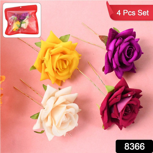 Colourful Flowing Flower Hair Pin (4 Pcs Set / Mix Color), Hair accessories - dailyneed.life