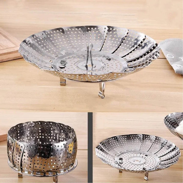 Unique Design Stainless-Steel Heaviest vegetable ,Cooking Foldable Steamer Basket for Kitchen Utensils/Dish Drying Rack/Plate Stand/ Basket - dailyneed.life