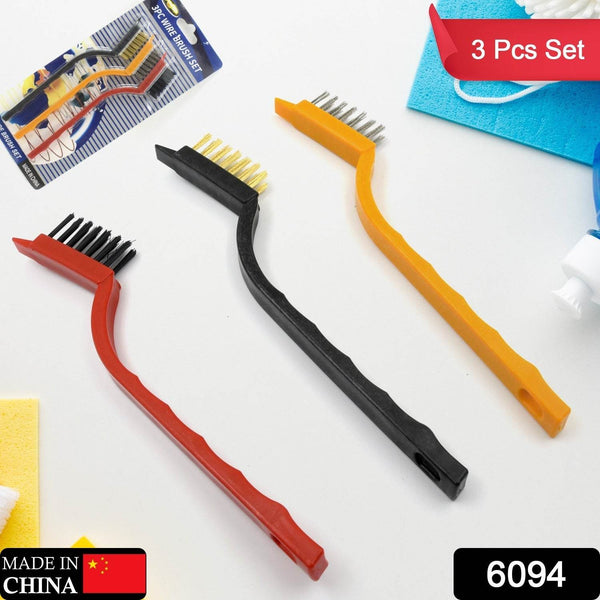3pc Mini Wire Brush Set Brass Nylon Stainless Steel Bristles Household Cleaning Brush for Gas Stove, Smoke Machine Tool Burner Tiles Tap Rust Removal Welding Slag Dirt & Paint Scrubbing (3 Pcs Set) - dailyneed.life