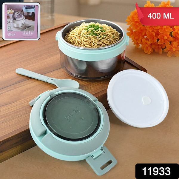 Ganesh Tiara 400ml Stainless Steel Insulated Lunch Box with Leakproof Lid & Folding Spoon - dailyneed.life