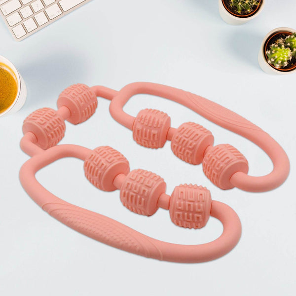 Muscle Massage Roller 8 Wheels Relieve Soreness Leg Muscle Roller Fitness Roller Muscle Relaxer Massage Roller Ring Clip All Round Massaging Uniform Force Elastic PP Drop Shaped for Home Use (1 Pc) - dailyneed.life