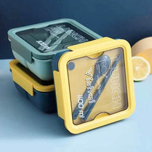 Customized Lunch Box Food Grade Plastic 2 Compartment Containers with Spoon and Fork Microwave Freezer Safe Leak Proof Tiffin Box Ideal for Adult & Kids - dailyneed.life