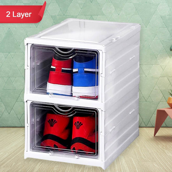 Stackable Multifunctional Storage, for Clothes Foldable Drawer Shelf Basket Utility Cart Rack Storage Organizer Cart for Kitchen, Pantry Closet, Bedroom, Bathroom, Laundry (2 / Layer 1 Pc) - dailyneed.life