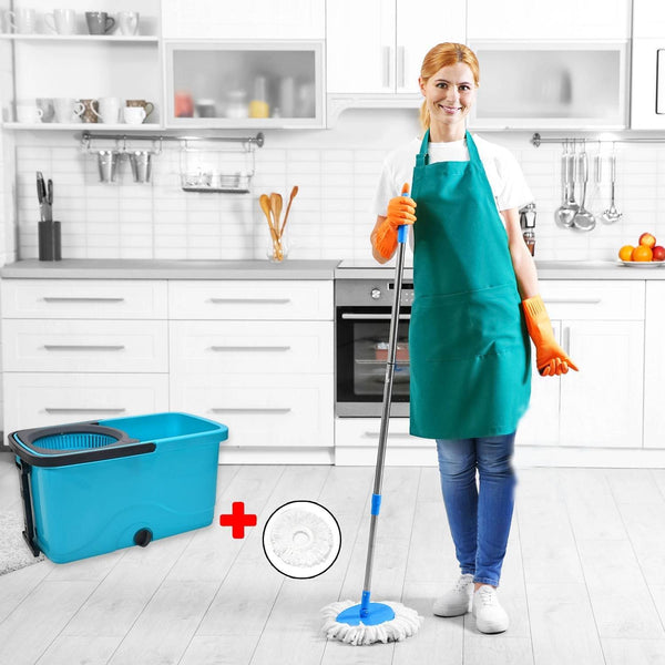 Quick Spin Mop Plastic spin, Bucket Floor Cleaning, Easy Wheels & Big Bucket, Floor Cleaning Mop with Bucket - dailyneed.life