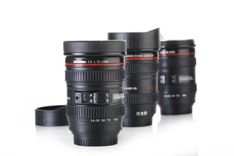 Camera Lens Shaped Coffee Mug Flask With Lid - dailyneed.life
