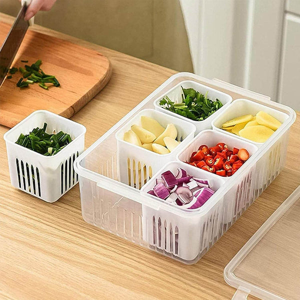 Fridge Storage Boxes Freezer Storage Containers, Container for Kitchen Storage Set, Storage in Kitchen, Vegetable Storage, Draining Crisper Refrigerator Food Box (1 Pc) - dailyneed.life