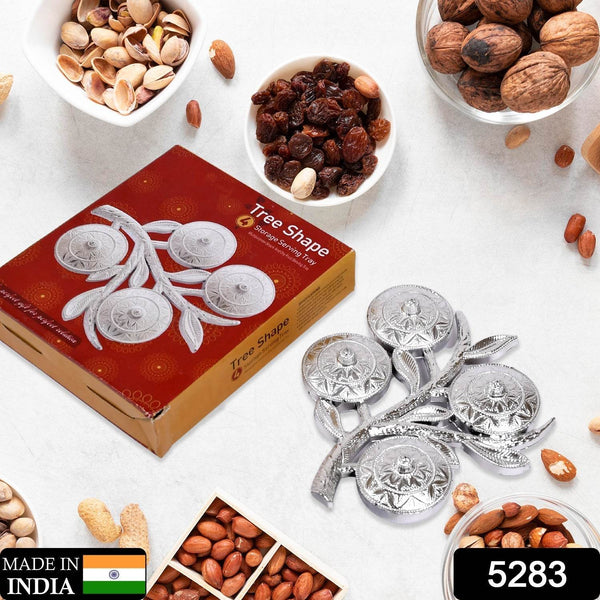Tree Shape 4 Compartment Mukhwas Dani Serving Tray For Home & Kitchen Use - dailyneed.life