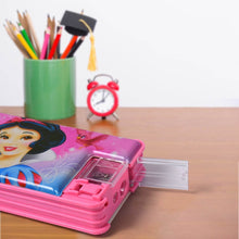 Plastic Multipurpose Compass Box – Double Deck Pencil Case with 2 Compartments & Cartoon Organizer (1 Pc, Mix Design) - dailyneed.life