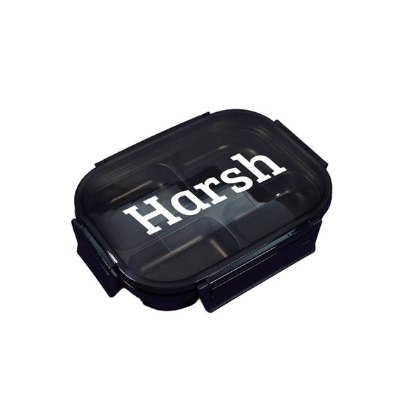 Customize Black Transparent 4 Compartment Lunch Box for Kids and adults, Stainless Steel Lunch Box with 4 Compartments For Office, Travel, School, Home - dailyneed.life