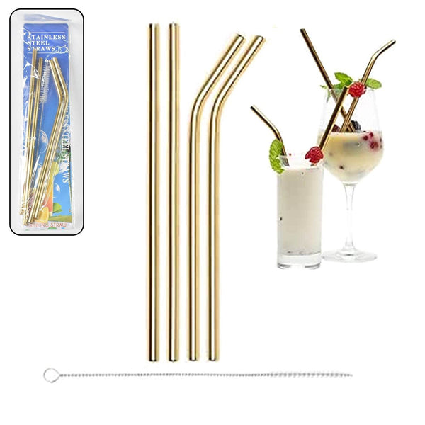 Reusable Stainless Steel Straw with cleaning Brush (5 Pcs Set) - dailyneed.life