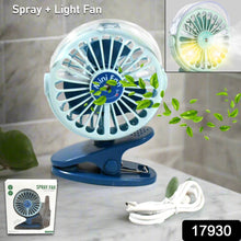 Portable Clip-on Fan, Battery Operated, With Light & Spray, Small Yet Powerful USB Table Fan, 3-Speed Quiet Rechargeable Mini Desk Fan, 360° Rotation, Personal Cooling Fan for Home, Office, Camping - dailyneed.life