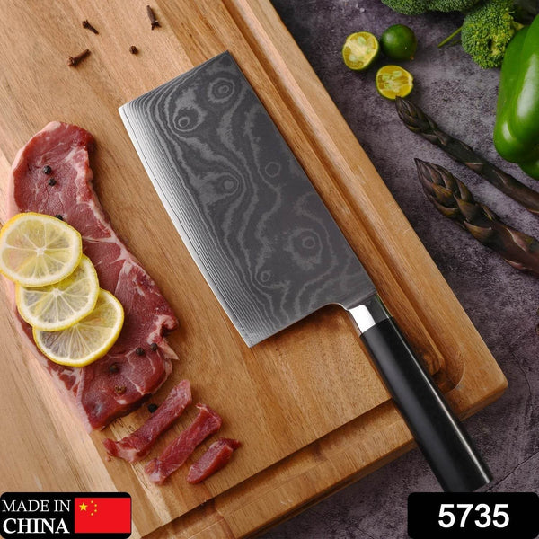 Stainless Steel Chef Damascus Cleaver Vegetable Knife with Plastic Handle & Cover, Multipurpose Use for Kitchen or Restaurant (12 Inch) - dailyneed.life
