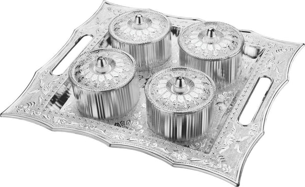Dry Fruit Air Tight Bowls Tray with Lids 4 Section Snacks Mukhvas Dani - dailyneed.life
