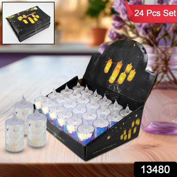 24 Pc Flameless and Smokeless Decorative Melting Candles LED Tea Light, Diwali - dailyneed.life