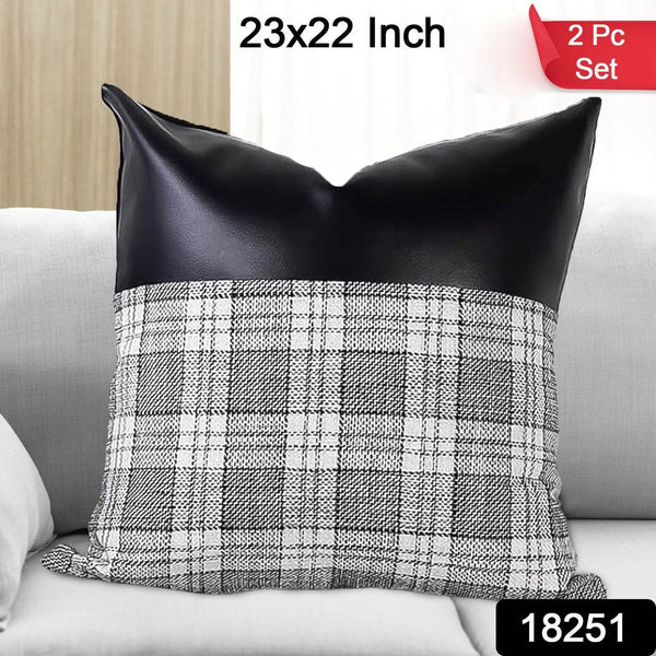 Pillow Covers Cushion Cases Soft Leather and Cotton (23 × 22 Inch / 1 Pair / 2 Pc) - dailyneed.life