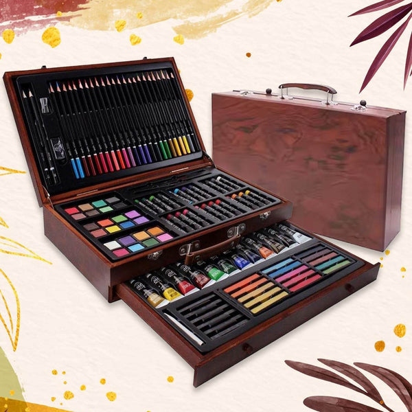 Artist Drawing & Painting Color Set ith Wooden Case (112 Pcs Approx) - dailyneed.life
