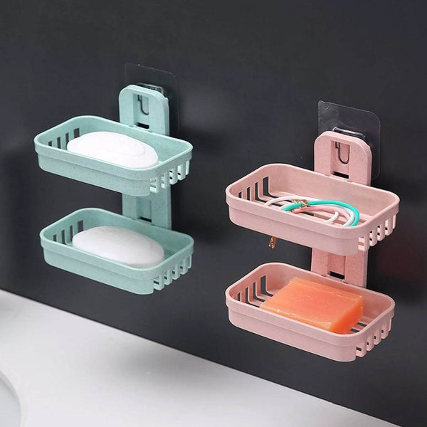 Plastic Double Layer - Soap Stand, Holder, Wall Soap Box Sturdy Vacuum Dispenser Tray - dailyneed.life