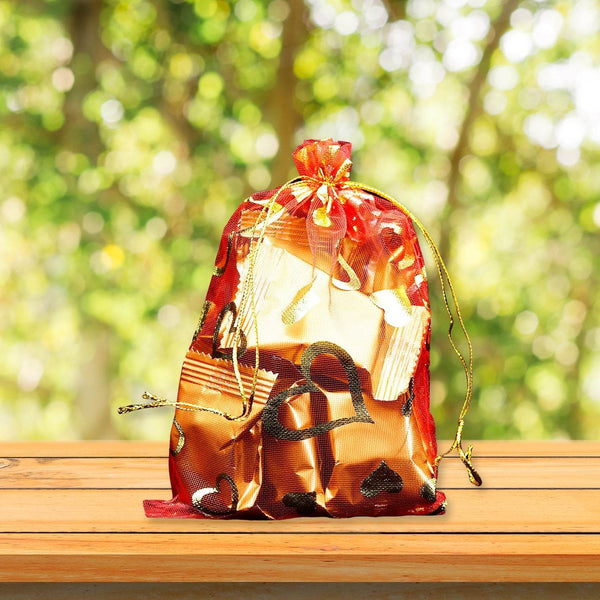 Net Fabric Drawstring Pouch – Ideal for Dry Fruits, Organza Shagun Potli (Mix Sizes & Design) - dailyneed.life