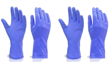 Flock line Reusable Rubber Hand Gloves (Blue) - 1pc - dailyneed.life