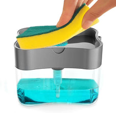 2-in-1 Liquid Soap Dispenser on Countertop with Sponge Holder - dailyneed.life