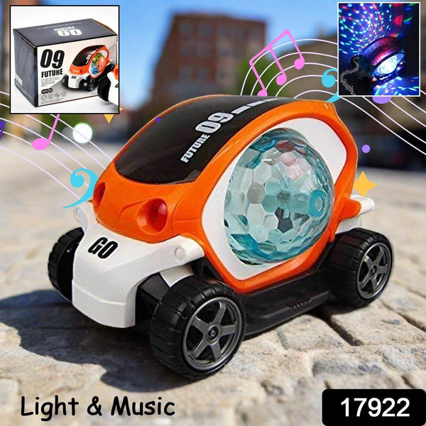 360° Rotating Stunt Car Toy – Bump & Go with 4D Lights, Music & Disco Ball (1 Pc, Battery Not Included) - dailyneed.life