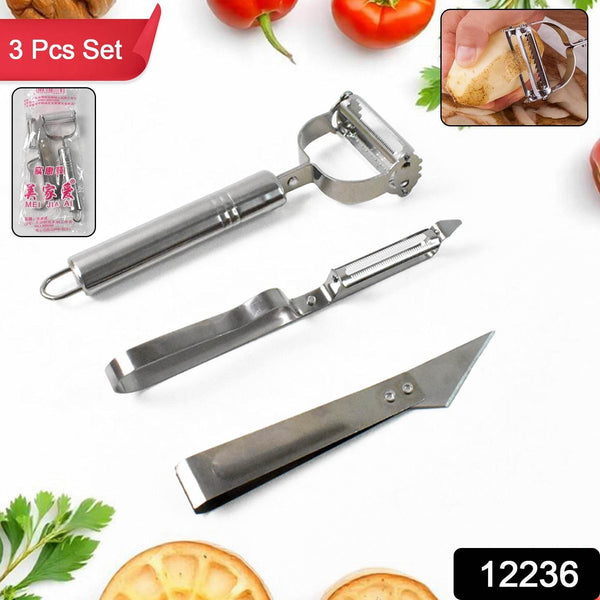 3 In 1 Stainless Steel Vegetable and Fruit Peeler Set (3 Pcs Set) - dailyneed.life