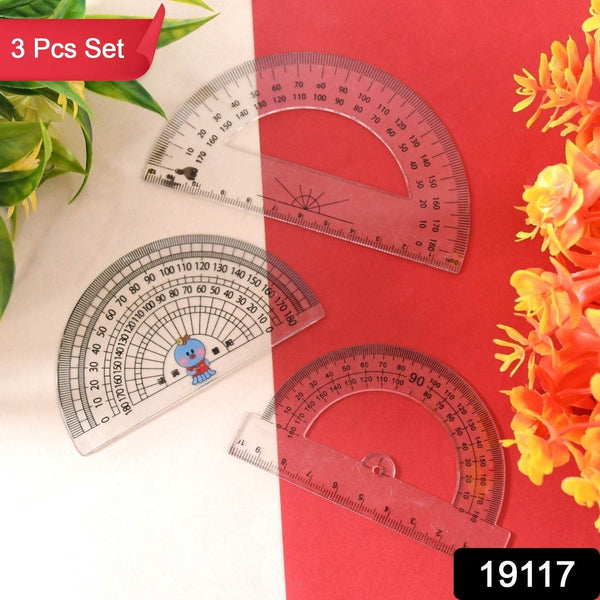 Multipurpose Transparent Plastic Protractor Set (3 Pcs Set) - dailyneed.life