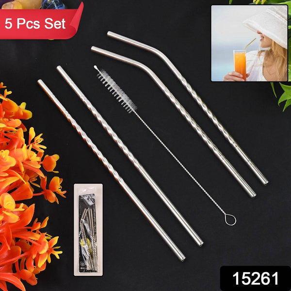 Reusable Stainless Steel Straws Set of 5 (2 Straight straws, 2 Bent straws, 1 Brush) - dailyneed.life