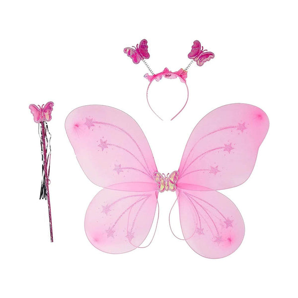 Baby Girl's Fairy Nylon Butterfly Wings Costume Butterfly Fairy Angel Wing| Wand And Hairband Multi- Color For Party (1pc) - dailyneed.life